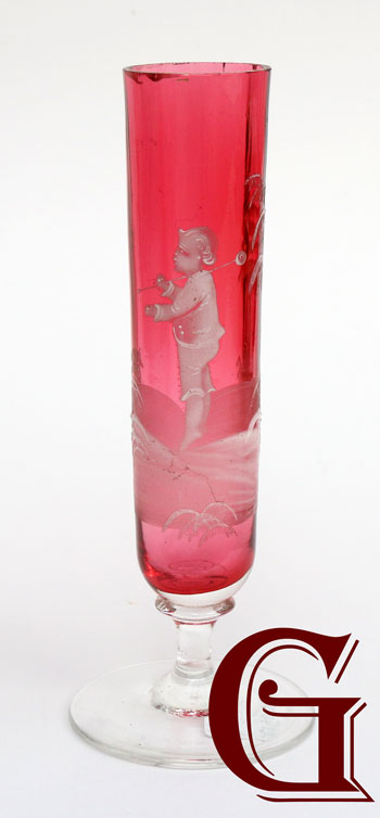 cranberry glass Mary Gregory specimen vase